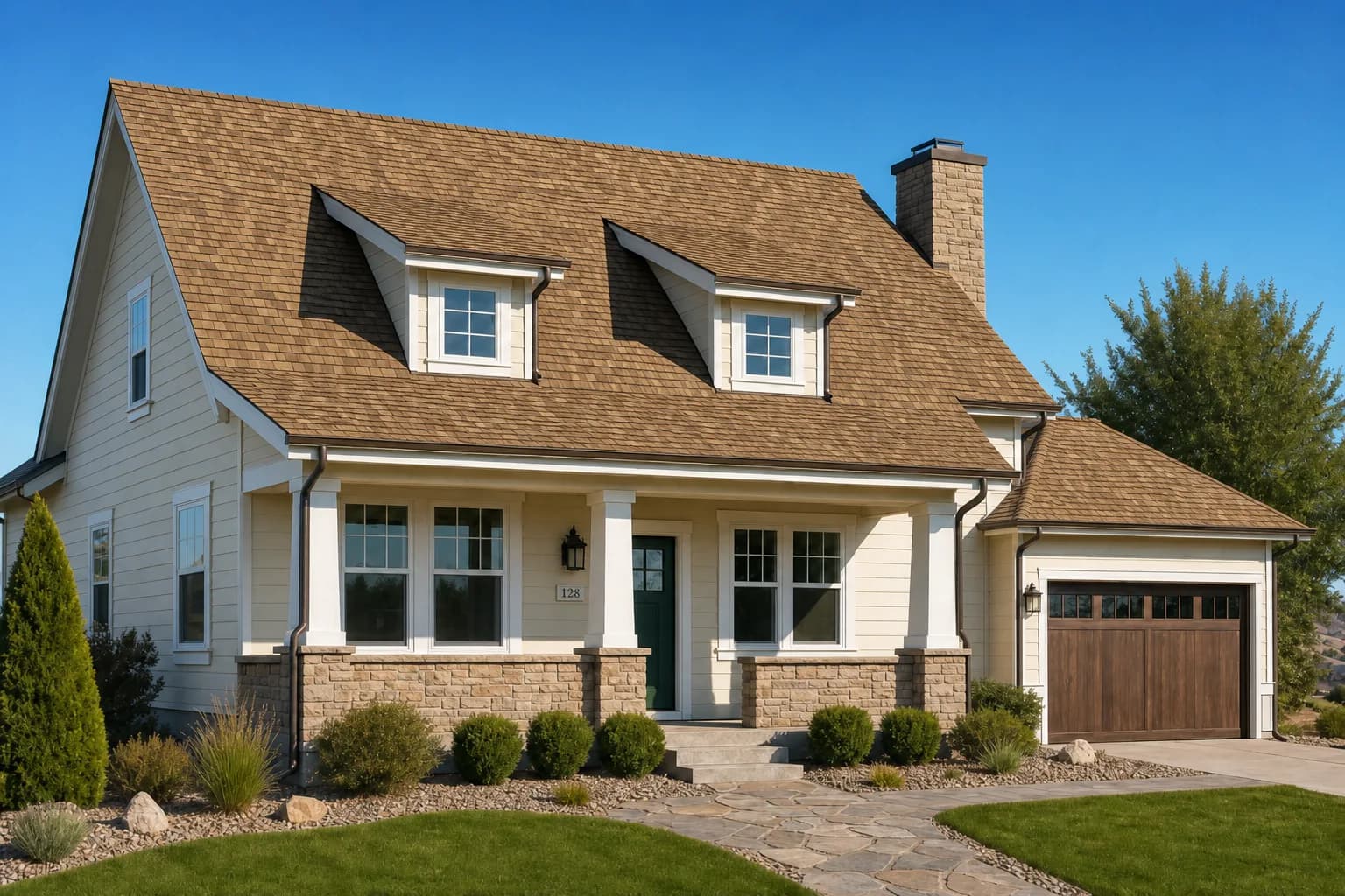 Shakewood architectural shingles, Front Elevation